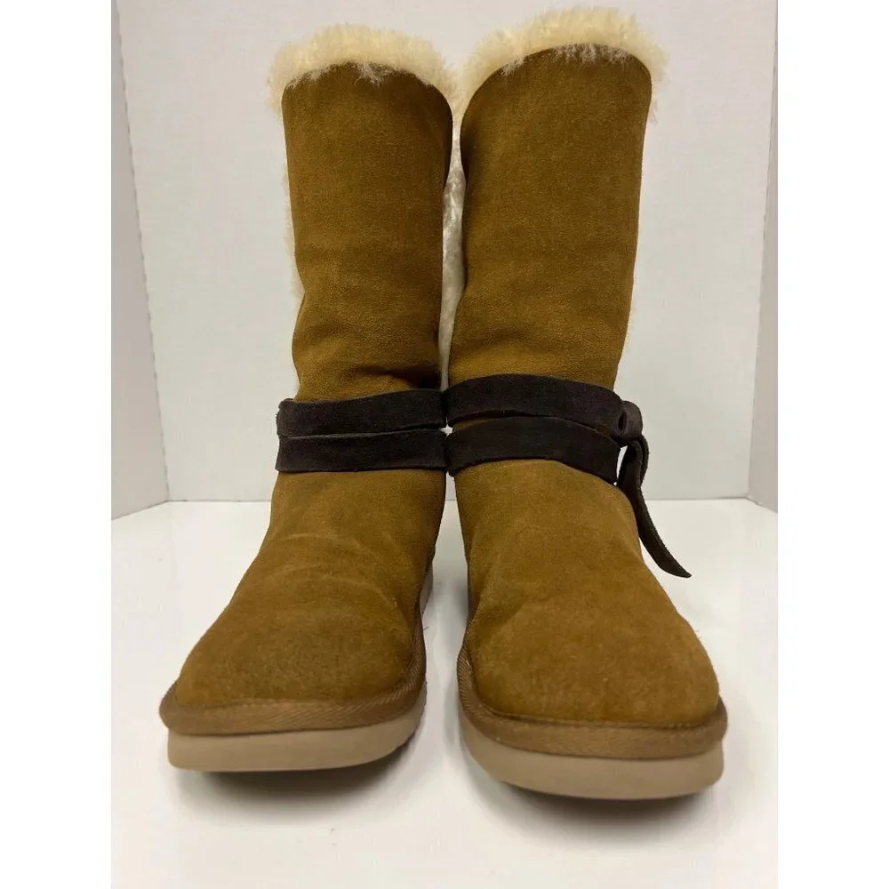 Koolaburra Rozalia Tall Belted Chesnut Brown Suede Boot Women's Size 8